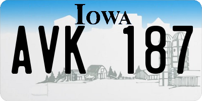 IA license plate AVK187