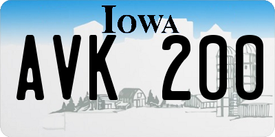 IA license plate AVK200