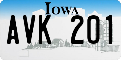IA license plate AVK201
