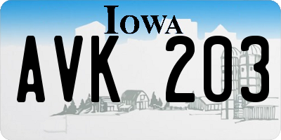 IA license plate AVK203