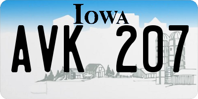 IA license plate AVK207