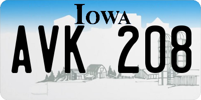 IA license plate AVK208