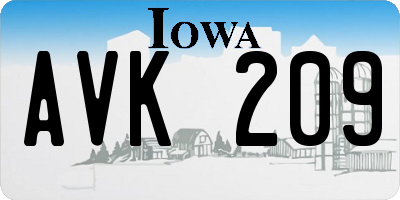 IA license plate AVK209
