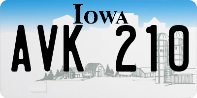 IA license plate AVK210