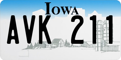 IA license plate AVK211