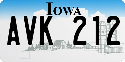 IA license plate AVK212