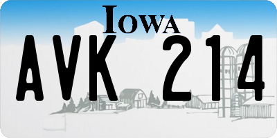 IA license plate AVK214