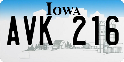 IA license plate AVK216