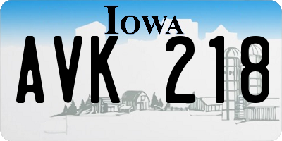 IA license plate AVK218