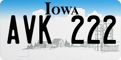 IA license plate AVK222