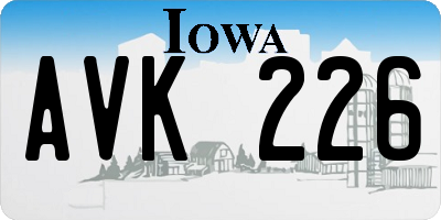 IA license plate AVK226