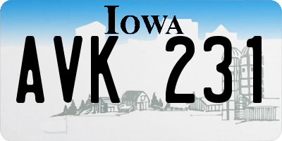 IA license plate AVK231
