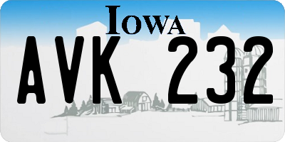 IA license plate AVK232