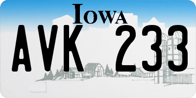 IA license plate AVK233