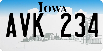 IA license plate AVK234