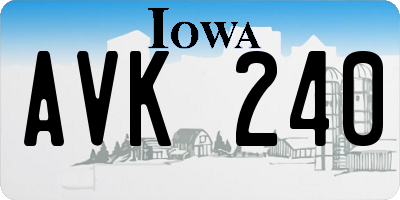 IA license plate AVK240