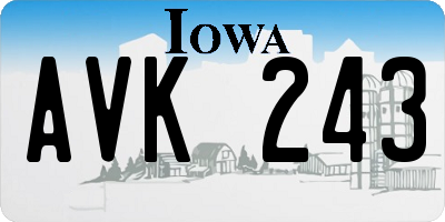 IA license plate AVK243