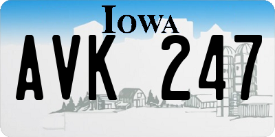 IA license plate AVK247
