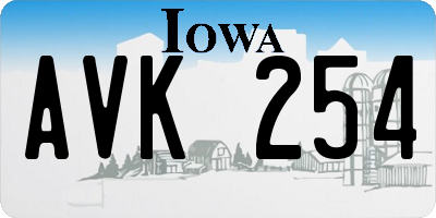 IA license plate AVK254