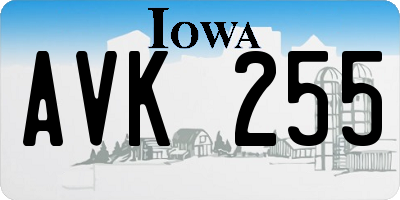 IA license plate AVK255
