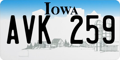 IA license plate AVK259