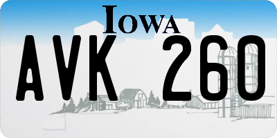 IA license plate AVK260