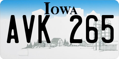 IA license plate AVK265