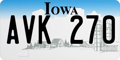 IA license plate AVK270