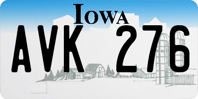 IA license plate AVK276