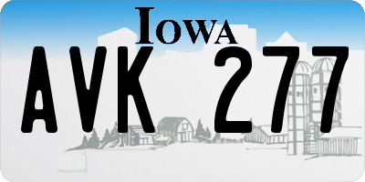 IA license plate AVK277