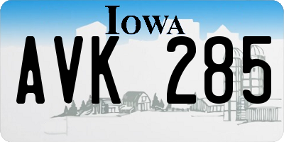 IA license plate AVK285