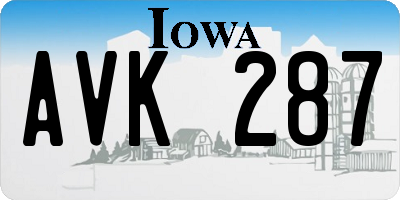 IA license plate AVK287