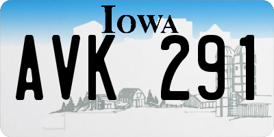 IA license plate AVK291