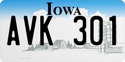IA license plate AVK301