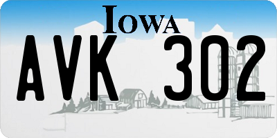 IA license plate AVK302