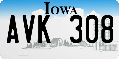 IA license plate AVK308