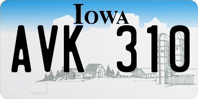 IA license plate AVK310