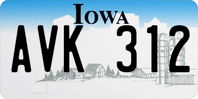 IA license plate AVK312