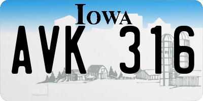 IA license plate AVK316