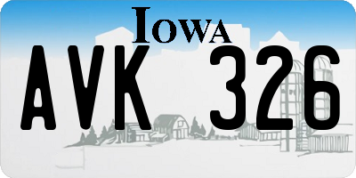 IA license plate AVK326