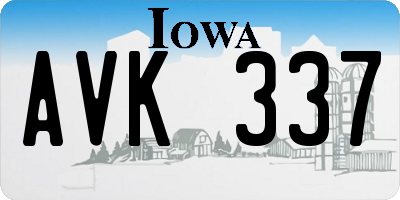 IA license plate AVK337