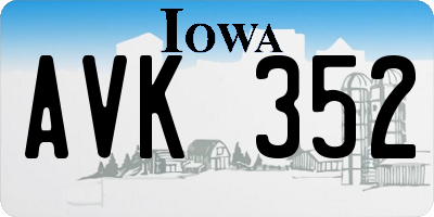 IA license plate AVK352
