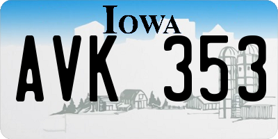 IA license plate AVK353