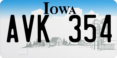 IA license plate AVK354