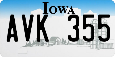 IA license plate AVK355