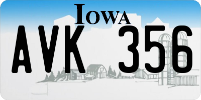 IA license plate AVK356