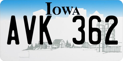 IA license plate AVK362