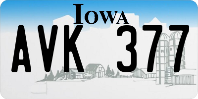 IA license plate AVK377