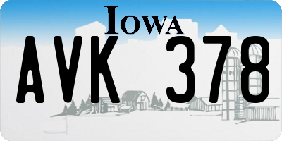 IA license plate AVK378