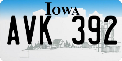 IA license plate AVK392